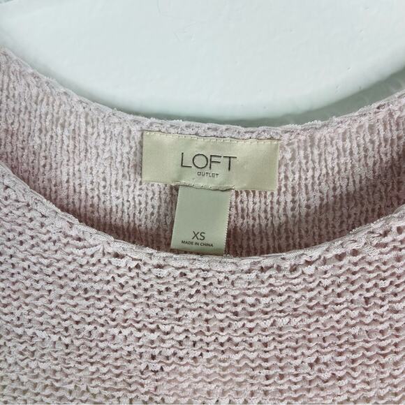 NWT Loft pink grey blue open knit boxy oversized preppy coastal top XS - Picture 4 of 7